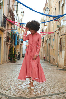 Amalfi Long Dress in Hibiscus - The Particulars