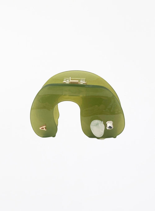Ayaan Embellished Cellulose Acetate Hair Claw - Pistachio - The Particulars