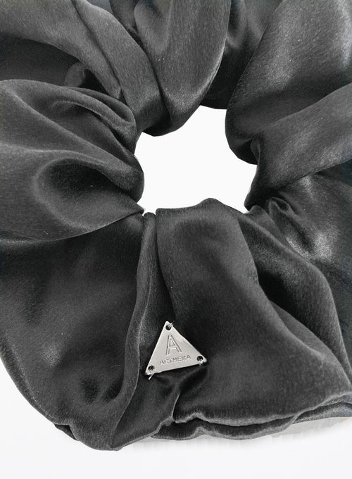 Luciana Oversized Silk Scrunchie - Nero - The Particulars