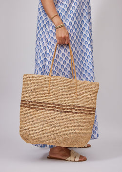 Luxe Stripe Tote- Tobacco - The Particulars