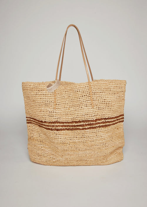 Luxe Stripe Tote- Tobacco - The Particulars