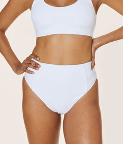 The High Waisted Cheeky Bottom - Ribbed - White - The Particulars