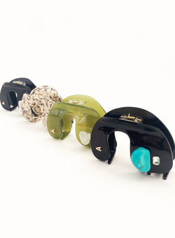 Ayaan Embellished Cellulose Acetate Hair Claw - Pistachio - The Particulars