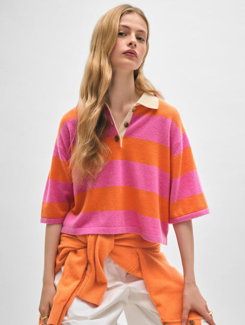 Cashmere Cropped Striped Polo - The Particulars