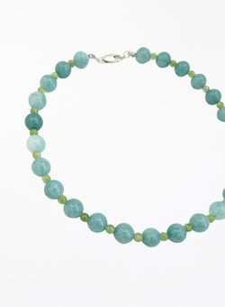 Clarette Blue Chalcedony Green Peridot Collar Necklace - The Particulars
