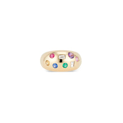 Classic Gypsy Ring with Diamonds and Rainbow Gemstones - The Particulars