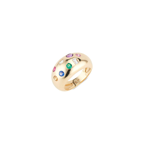 Classic Gypsy Ring with Diamonds and Rainbow Gemstones - The Particulars