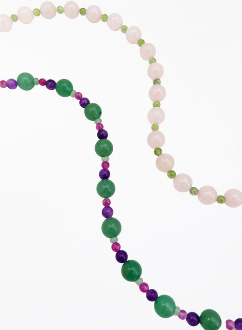 Edelie Rose Quartz Green Peridot Collar Necklace - The Particulars