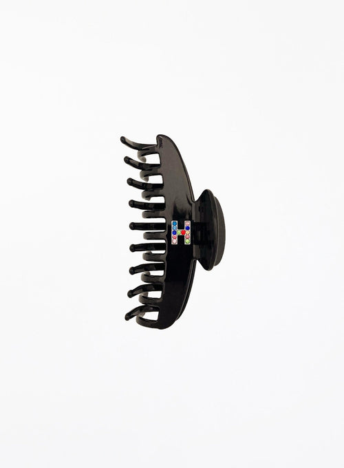 Leandra Initial Cellulose Acetate Hair Claw - Nero - The Particulars