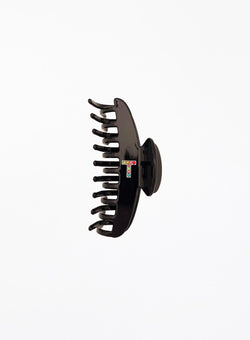 Leandra Initial Cellulose Acetate Hair Claw - Nero - The Particulars