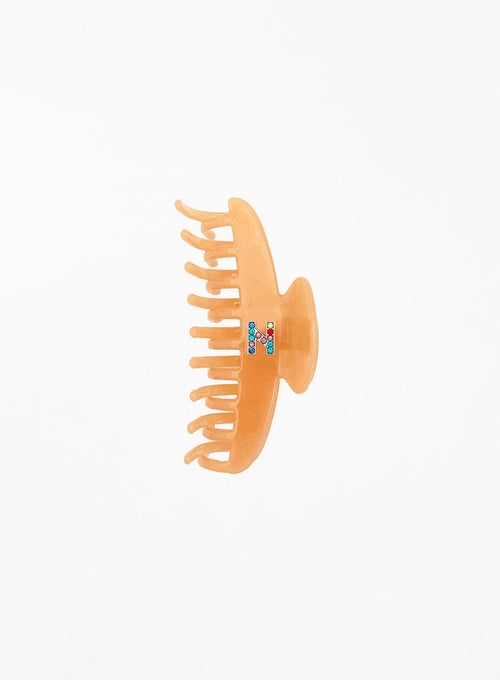 Leandra Initial Cellulose Acetate Hair Claw - Peach - The Particulars