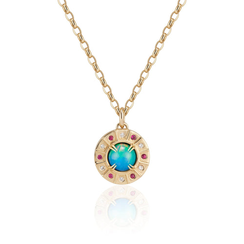 Olympia Gemstone Pendant Necklace with Opal and Diamonds - The Particulars