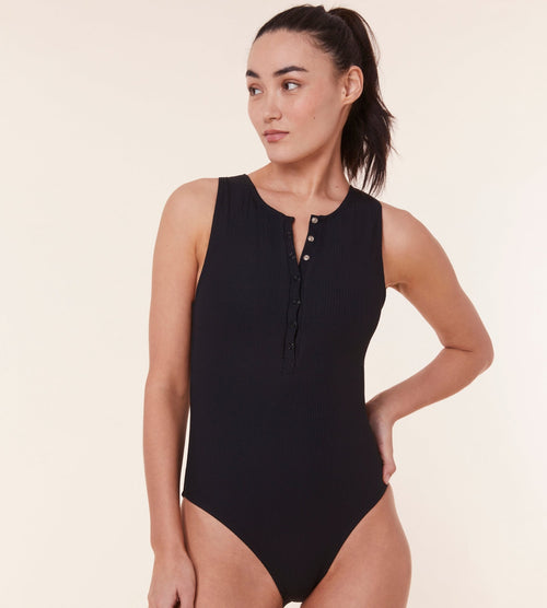 The Malibu One Piece - Ribbed - Black - Classic - The Particulars